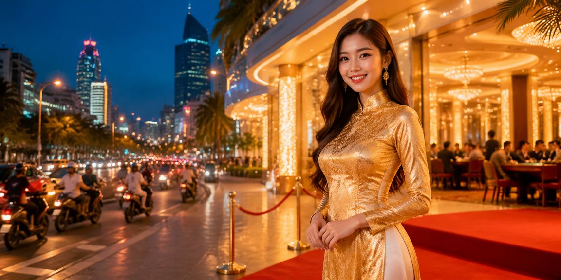 Người chơi mặc áo dài tại TP.HCM tham gia game bài trực tuyến trên điện thoại